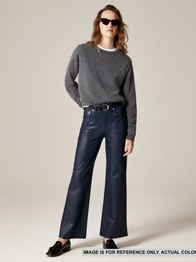 J. Crew Faux Leather Flare Jeans in Navy Sz 28